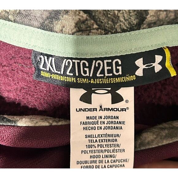 Under Armour Hoodie Women's 2XL XXL Storm Purple Camo Pullover Sweatshirt Fleece - Picture 3 of 8